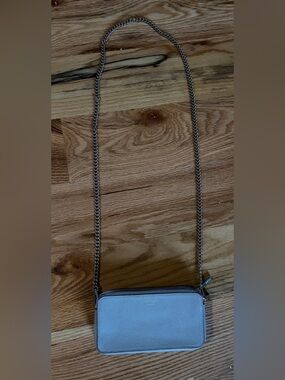 kate spade Light Blue Pebbled Leather Crossbody with Silver Chain